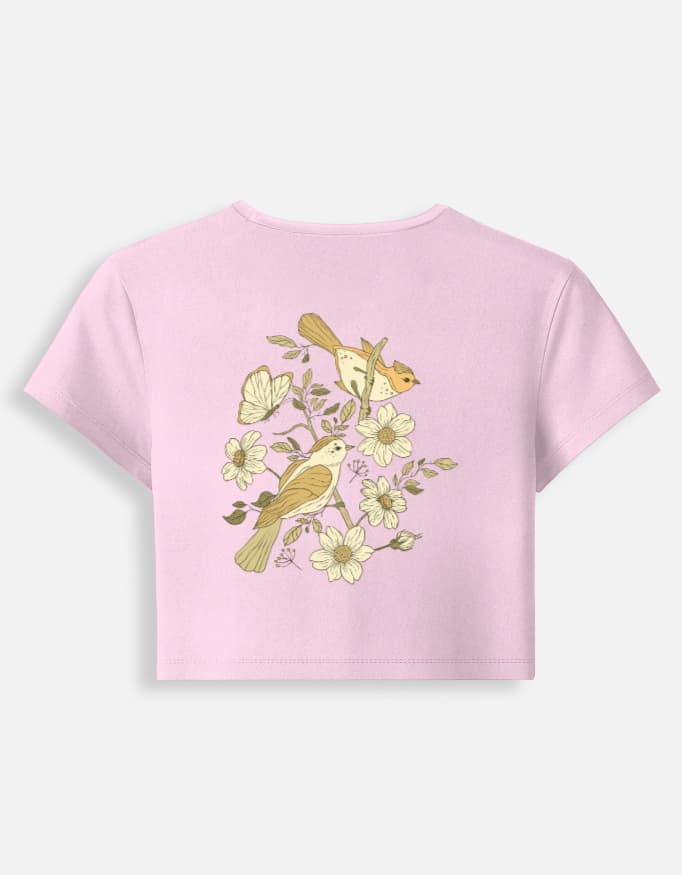 Baby Tee Birds and Flower 2 Print