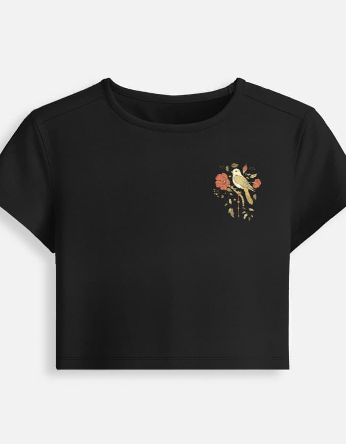 Baby Tee Pocket Bird Print
