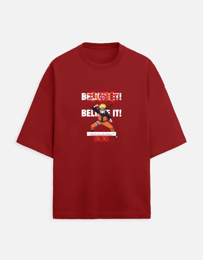 Terry Oversized Tee Naruto Belive It Front Print
