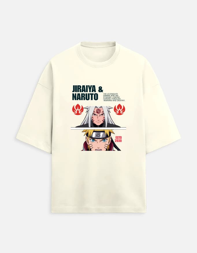 Terry Oversized Tee Jiraya & Naruto Front Print