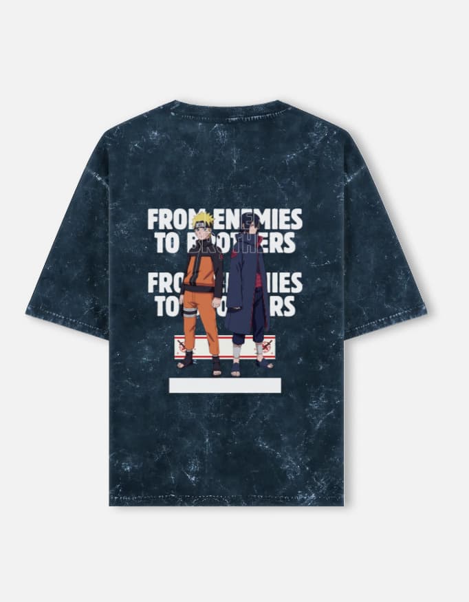 Acid Washed Oversized Tee Naruto Back Print