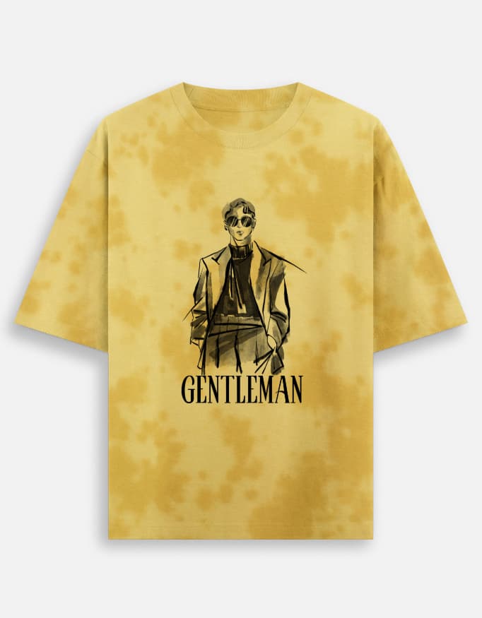 Tie Dye Oversized T-Shirt Gentleman Front Print